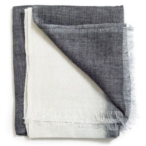 Granite Black White Ombre Linen Silk Handloom Scarf