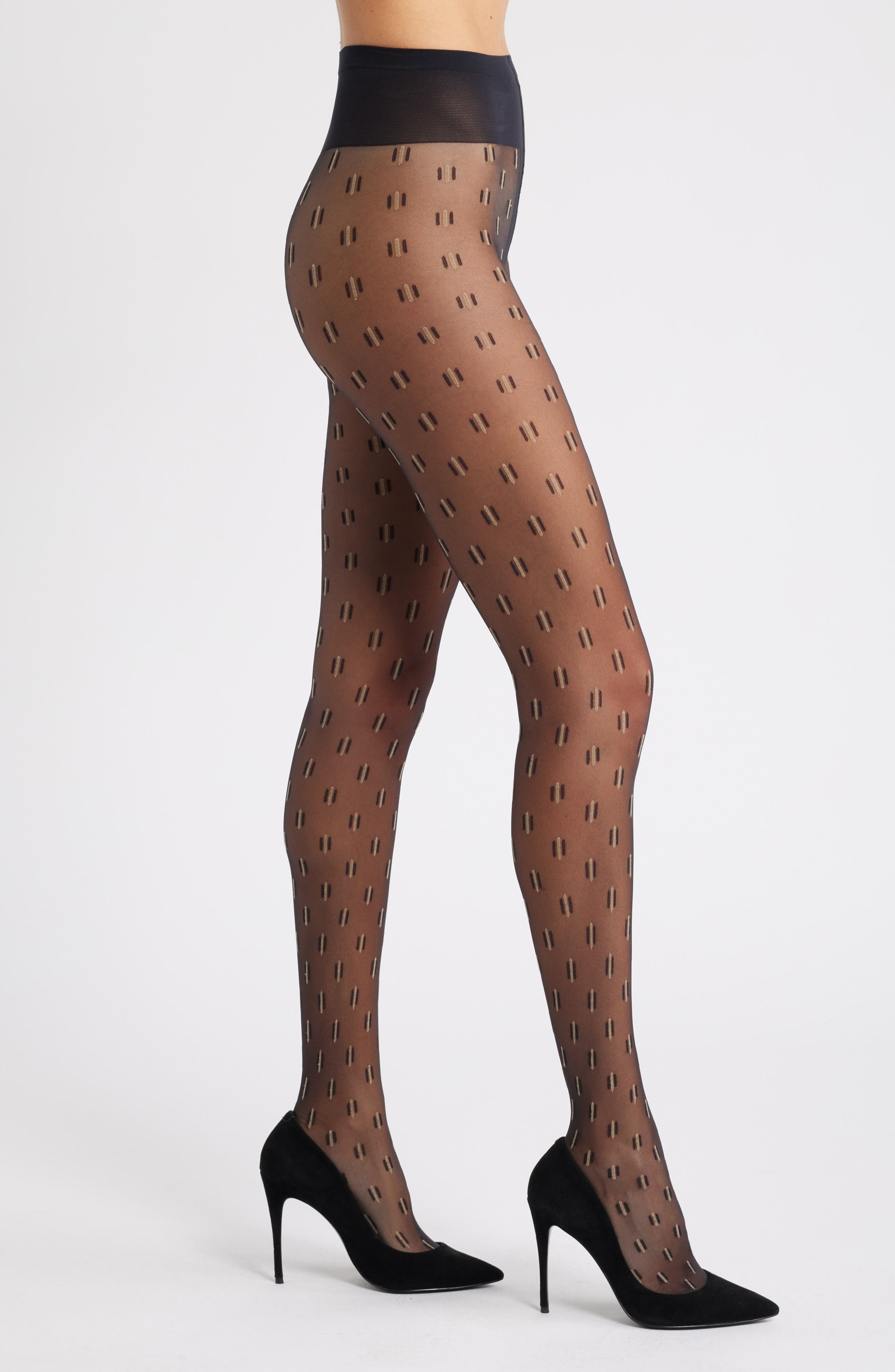 Oroblu Gentle Graphic Tights in Black/Camel 