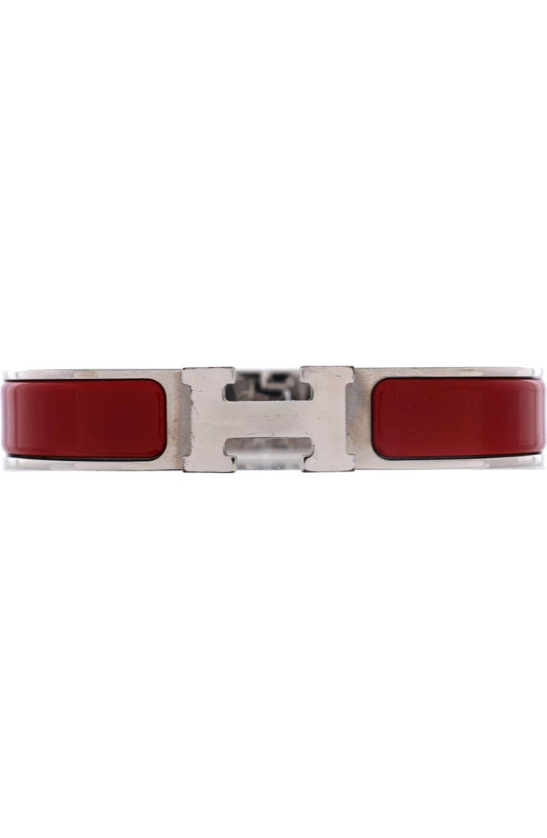 Pre-Owned Hermes Clic H Bracelet Enamel Narrow, Main, color, Red