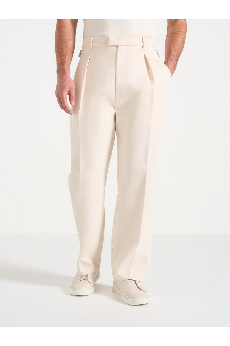 Dorian Pleated Tailored Trousers, Main, color, Cream