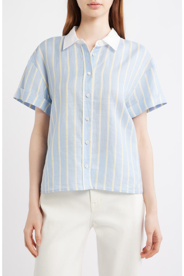 The Linen Boardwalk Button-Up Shirt, Main, color, CHAMBRAY BLUE MULTI
