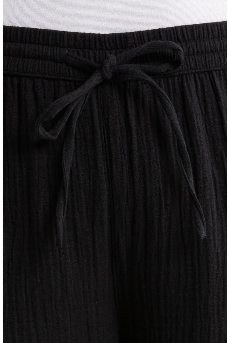 Wide Leg Crop Cotton Gauze Pants, Alternate, color, BLACK