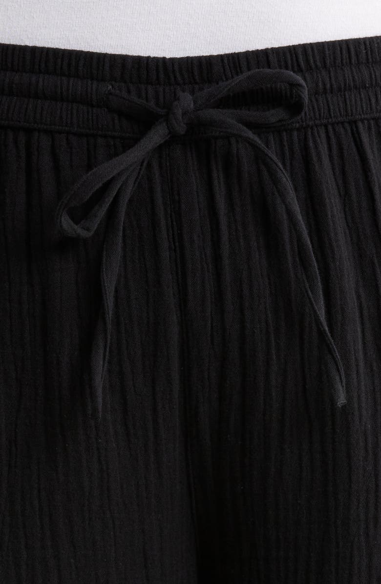 Caslon<sup>®</sup> Wide Leg Crop Cotton Gauze Pants, Alternate, color, Black
