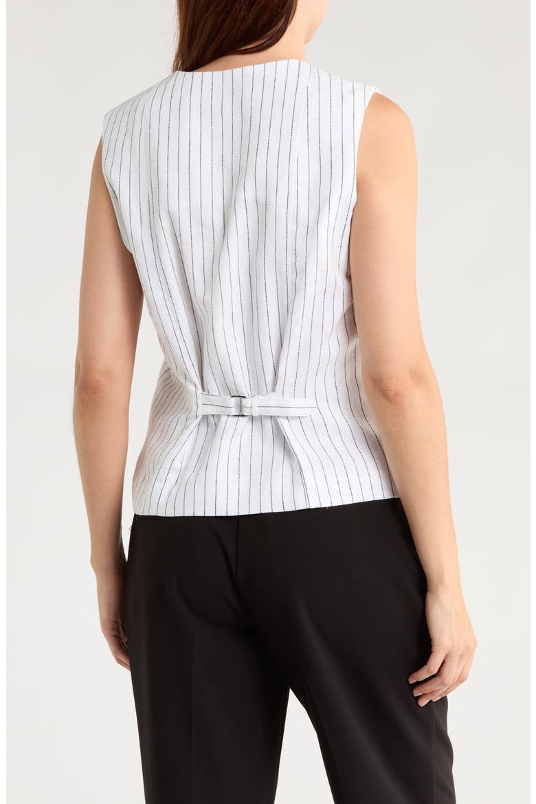 Albany Stripe Cotton & Linen Vest, Alternate, color, WHITE STRIPE