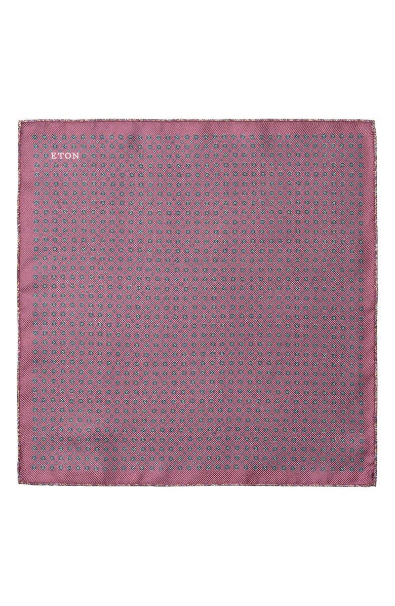 Eton Medallion & Paisley Reversible Silk Pocket Square, Alternate, color, Medium Purple