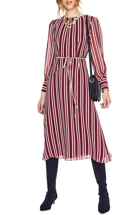 Belted Stripe Midi Dress
