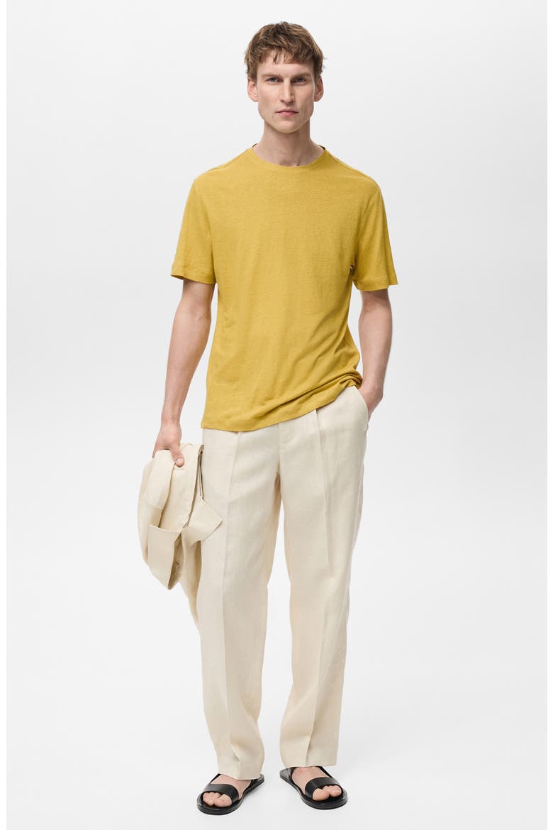 Slim Fit Linen Blend T-Shirt, Alternate, color, CURRY