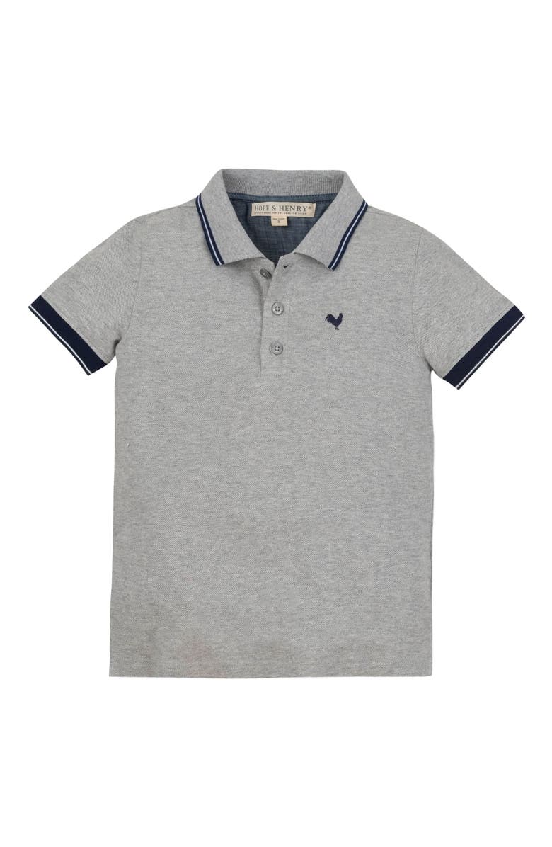 Hope & Henry Boys' Organic Pique Polo, Kids, Alternate, color, Dark Gray Heather