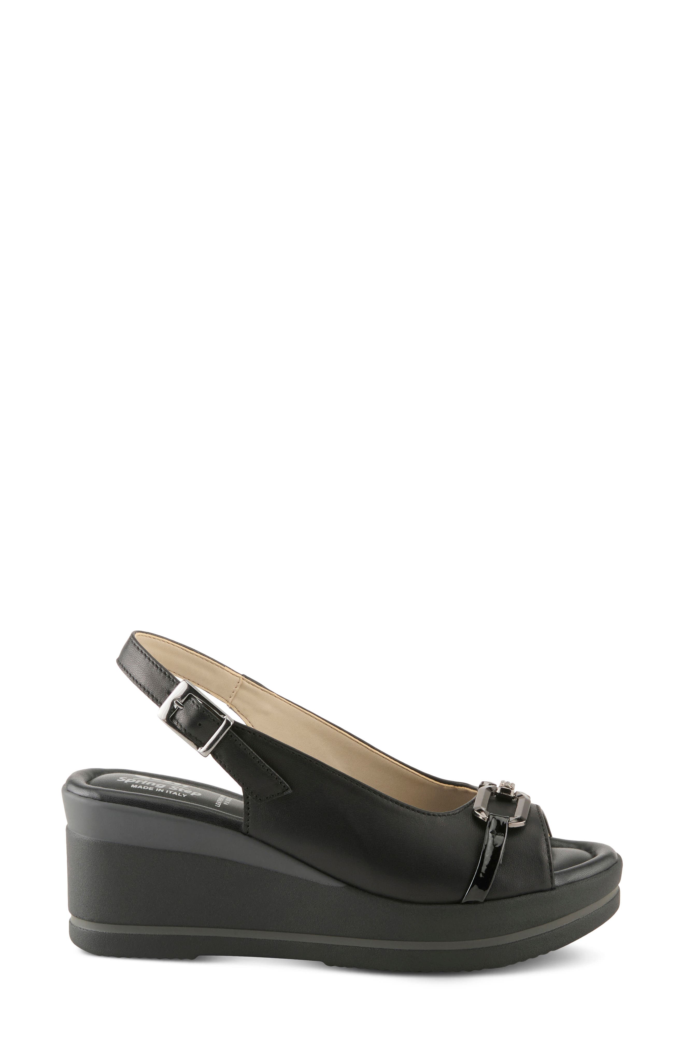 Spring Step Tamra Wedge Slingback Sandal, Alternate, color, Black