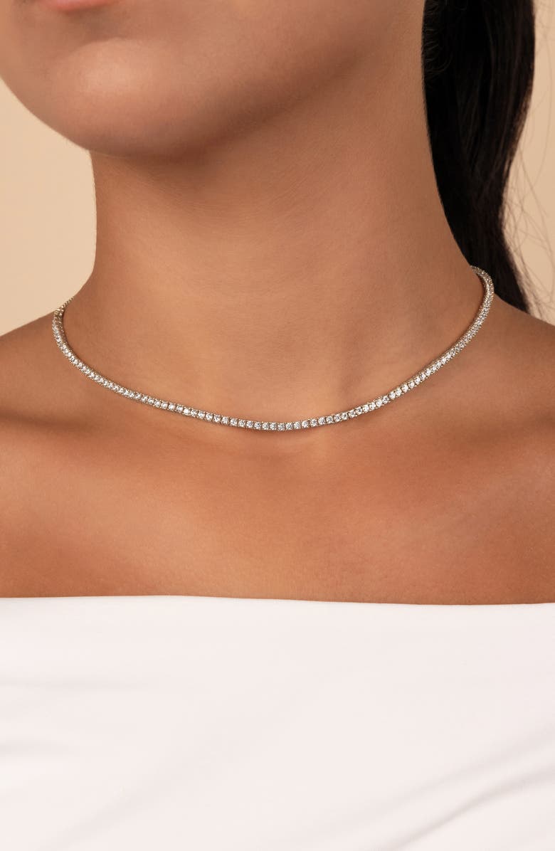 Sterling Forever Mirabell Slide Tennis Necklace, Alternate, color, Silver