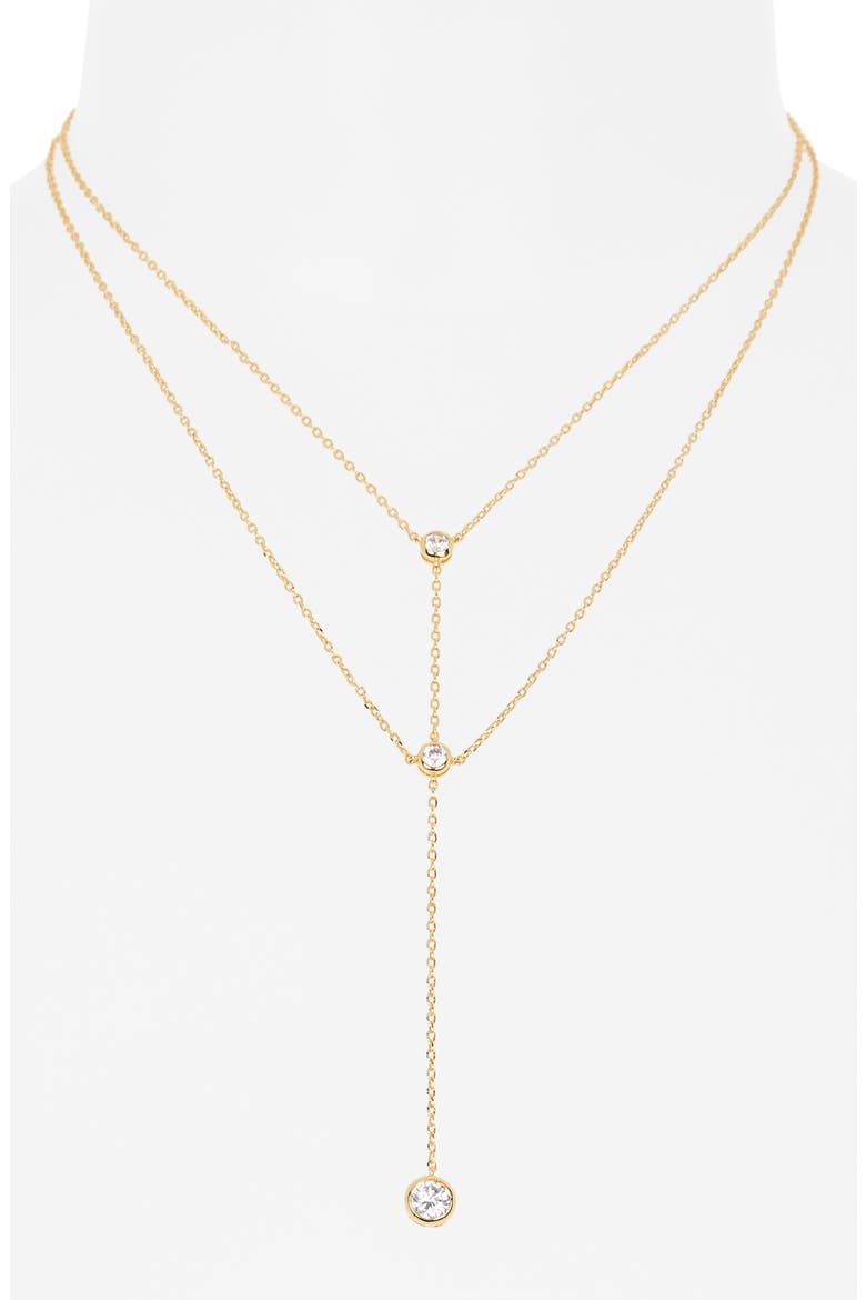 Cubic Zirconia Layered Y-Necklace, Alternate, color, CLEAR- GOLD