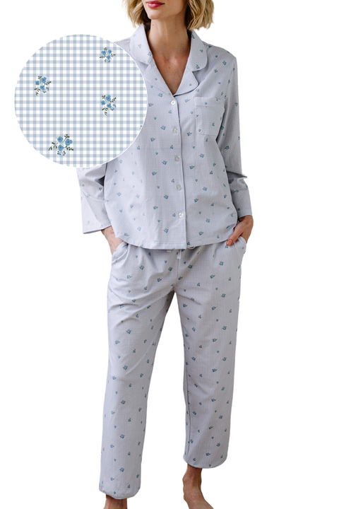 Stretch Cotton Long Pajama Set