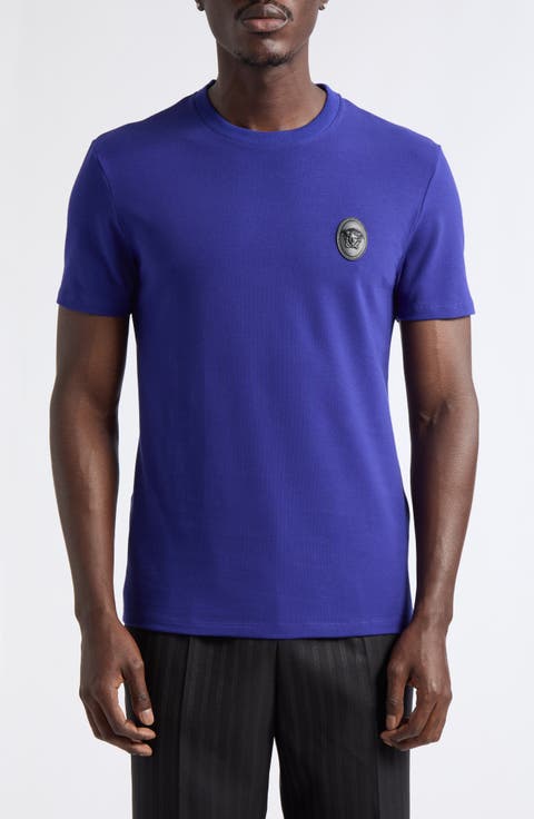 Leather Medusa Patch Stretch Cotton T-Shirt
