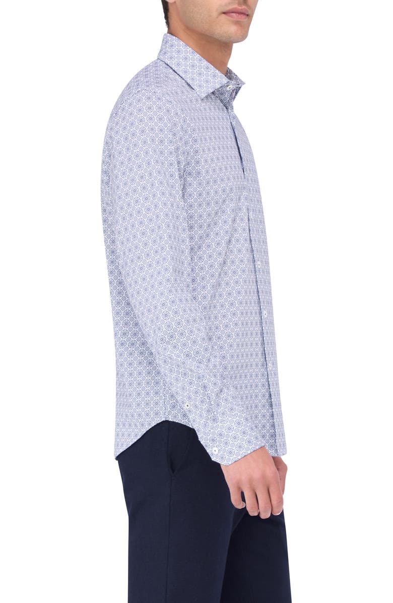 Bugatchi James OoohCotton<sup>®</sup> Mandala Print Button-Up Shirt, Alternate, color, Navy