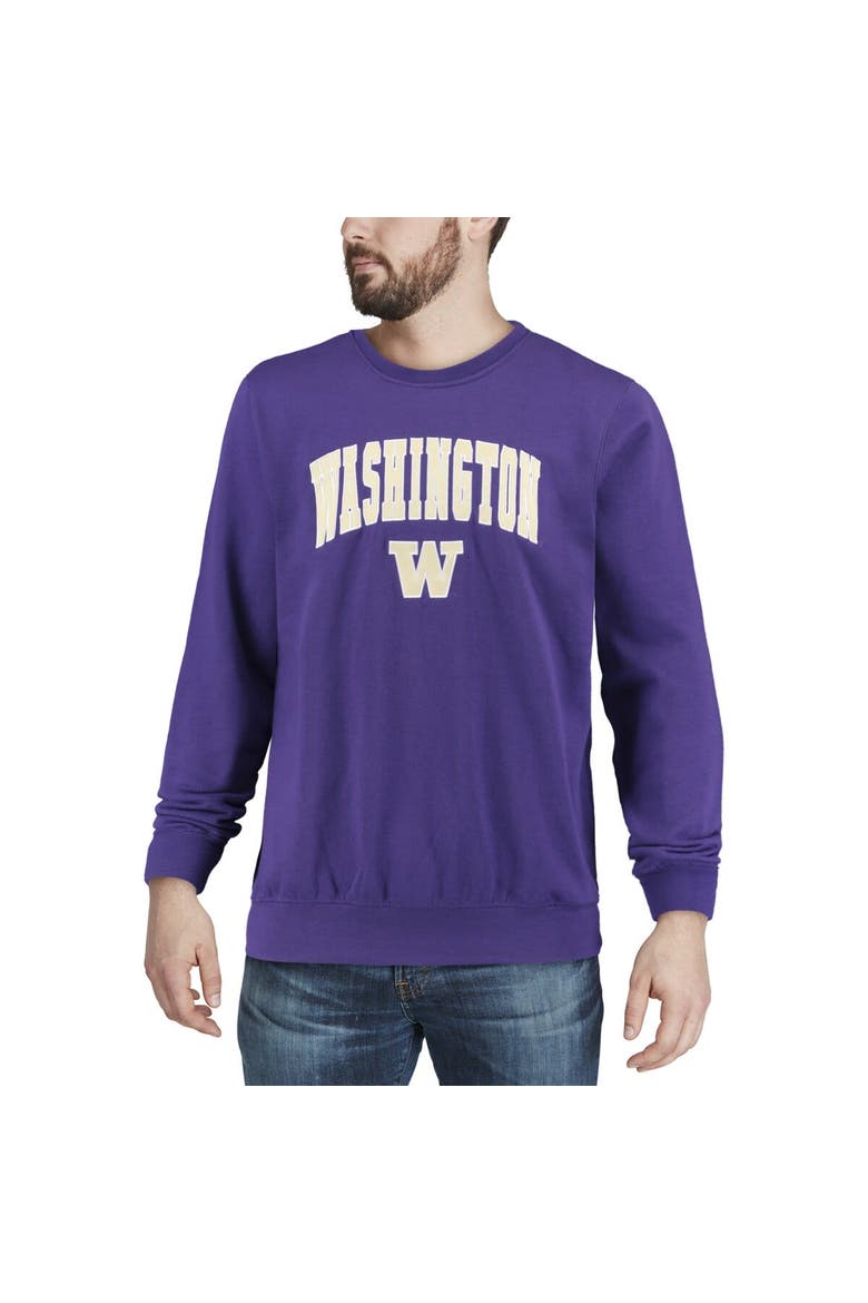 Men's Colosseum Purple Washington Huskies Arch & Logo Crew Neck Sweatshirt, Alternate, color, Purple