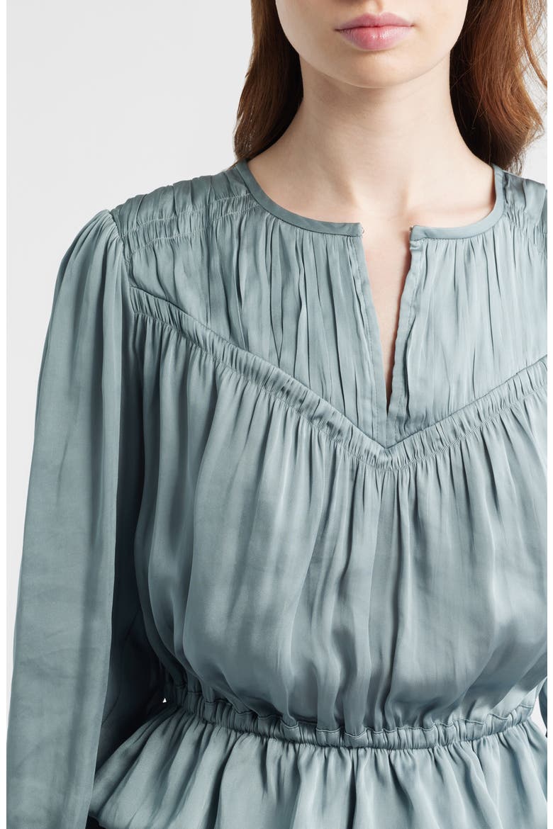 Gansevoort Satin Peplum Top, Alternate, color, SURF