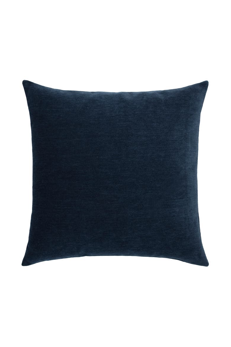 Luxe Velour Plush Chenille Indoor & Outdoor Woven Accent Pillow, Alternate, color, Indigo