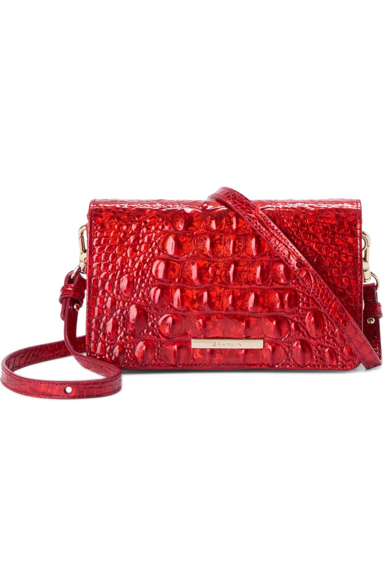 Brahmin Minuette Croc Embossed Leather Crossbody Bag, Main, color, Red Opal Melbourne