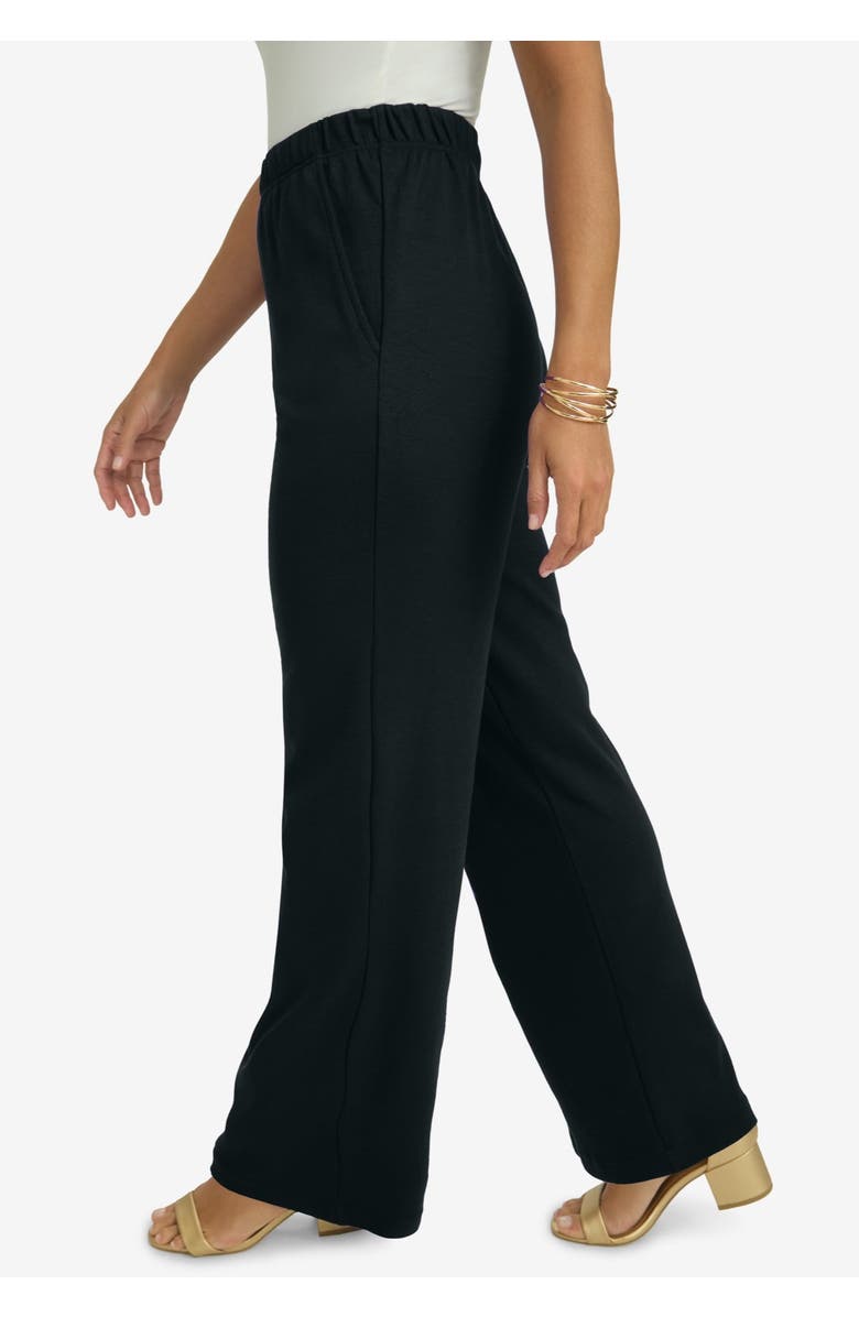 Jessica London Soft Ease Wide Leg Pant, Alternate, color, Black