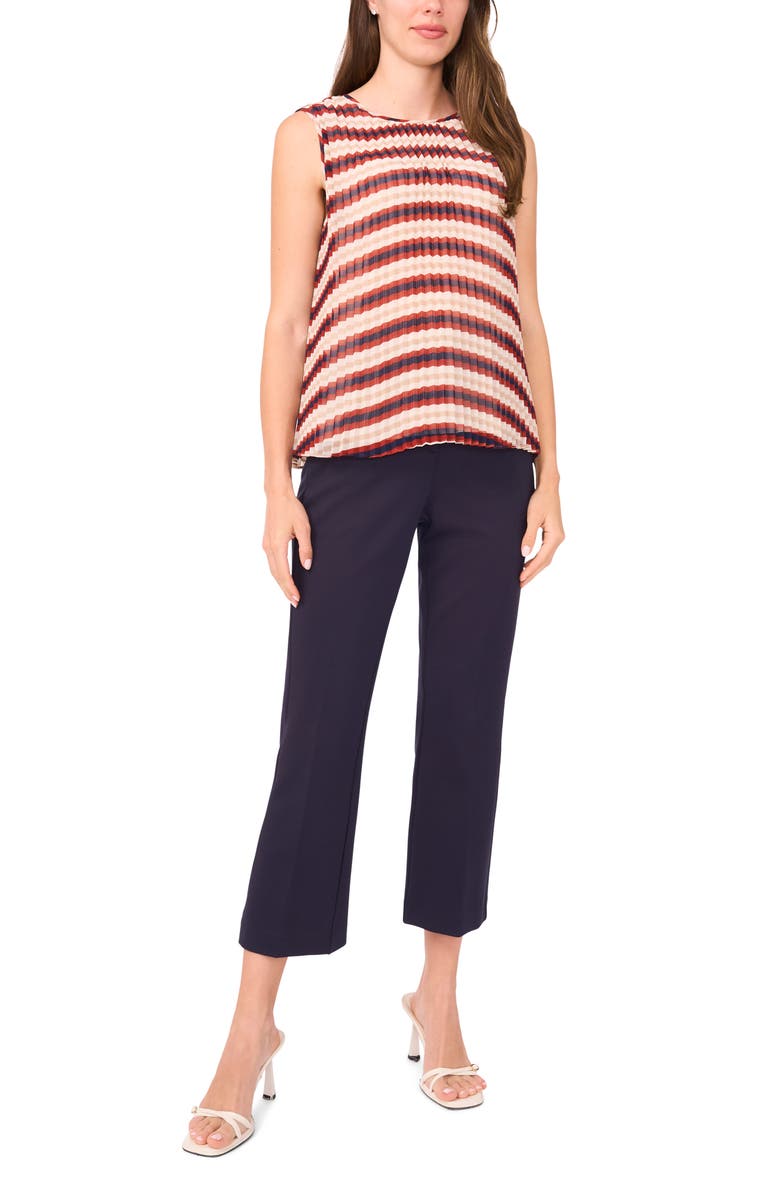 Halogen<sup>®</sup> Stripe Pleated Sleeveless Top, Alternate, color, Burnt Henna