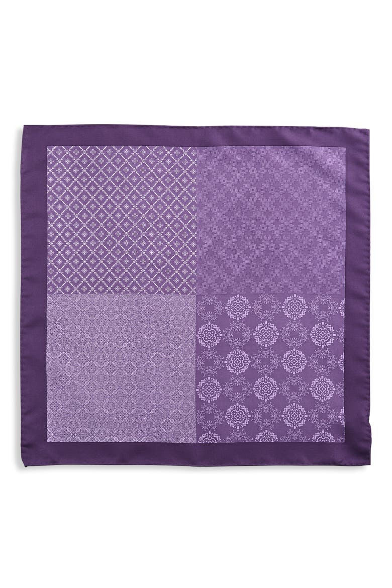 Big & Tall 4-Pattern Tonal Pocket Square, Alternate, color, PLUM