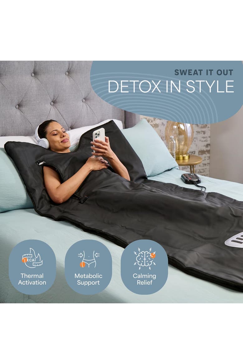 RejuvaWrap Infrared Sauna Blanket for Detox & Relaxation Low EMF Carbon Fiber Heating  9Temp Levels, Alternate, color, with Arm Holes