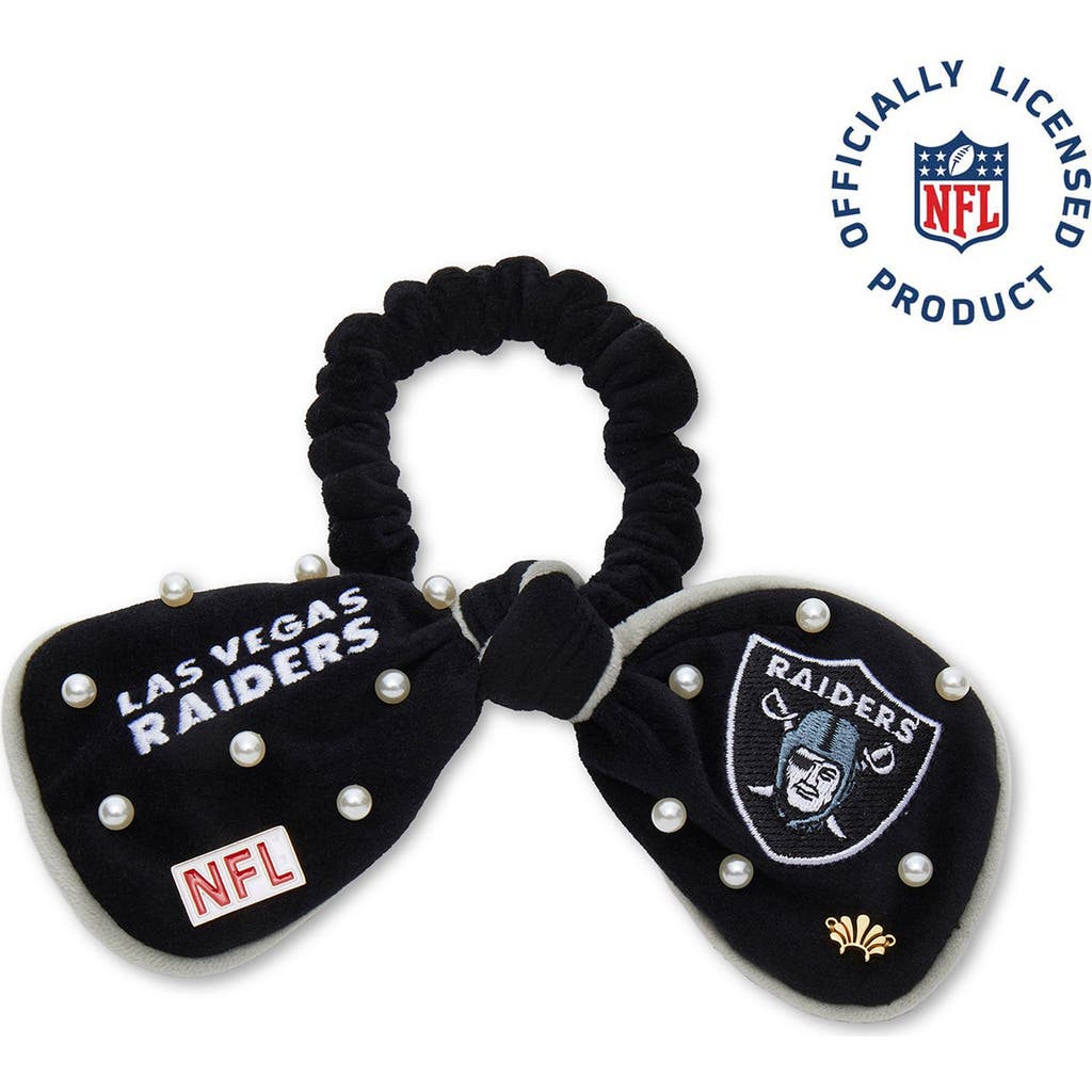 Lele Sadoughi Las Vegas Raiders Bow Scrunchie In Black