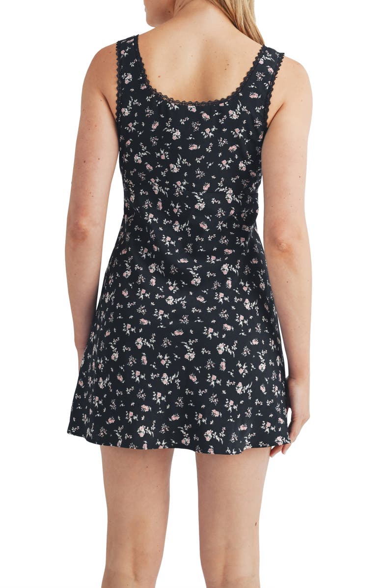All in Favor Print Lace Trim Sleeveless Minidress, Alternate, color,