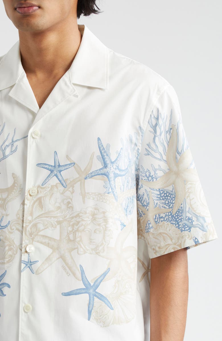 Versace Barocco Sea Print Camp Shirt, Alternate, color,