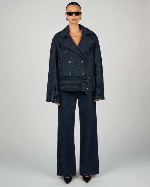 Weworewhat Moto Wool Jacket In Blue