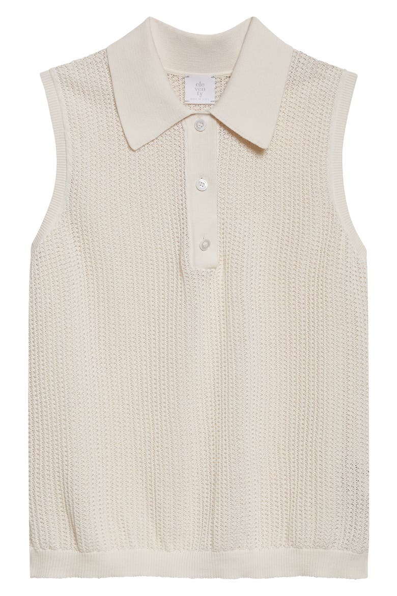 Sleeveless Open Stitch Polo, Alternate, color, IVORY