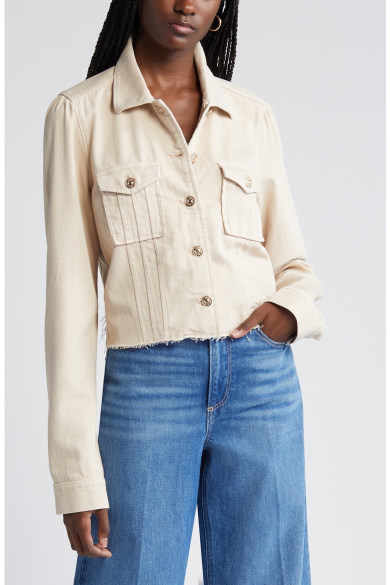 Pacey Raw Hem Crop Twill Jacket, Alternate, color, SOFT BEIGE