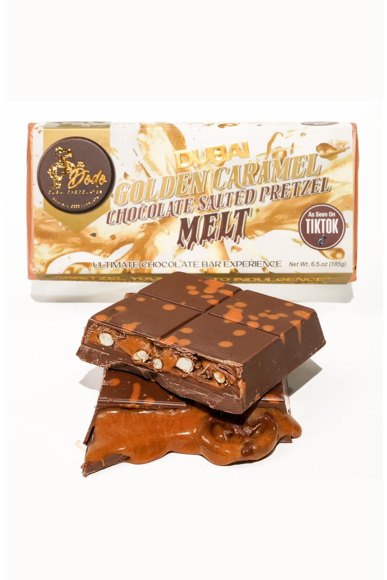 Viral Dubai Style Chocolate Bar, Main, color, Golden Caramel Pretzel Melt