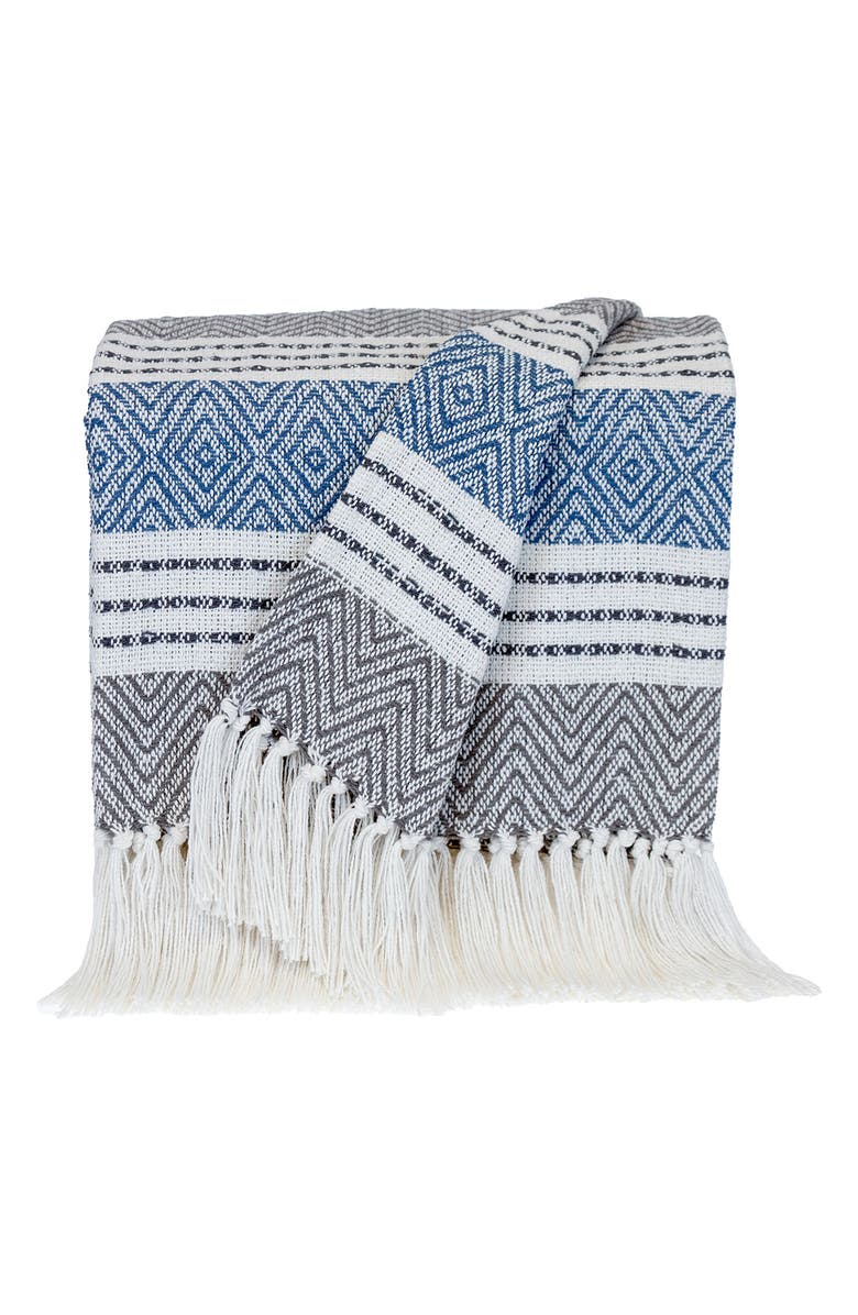 PARKLAND COLLECTION Kai Fringe Throw Blanket, Main, color, Charcoal