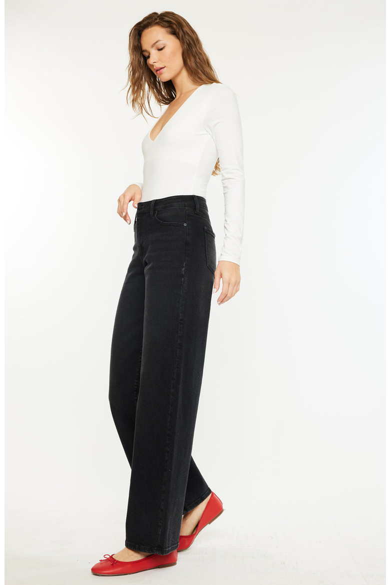 Cora High Rise Wide Jeans, Alternate, color, Black