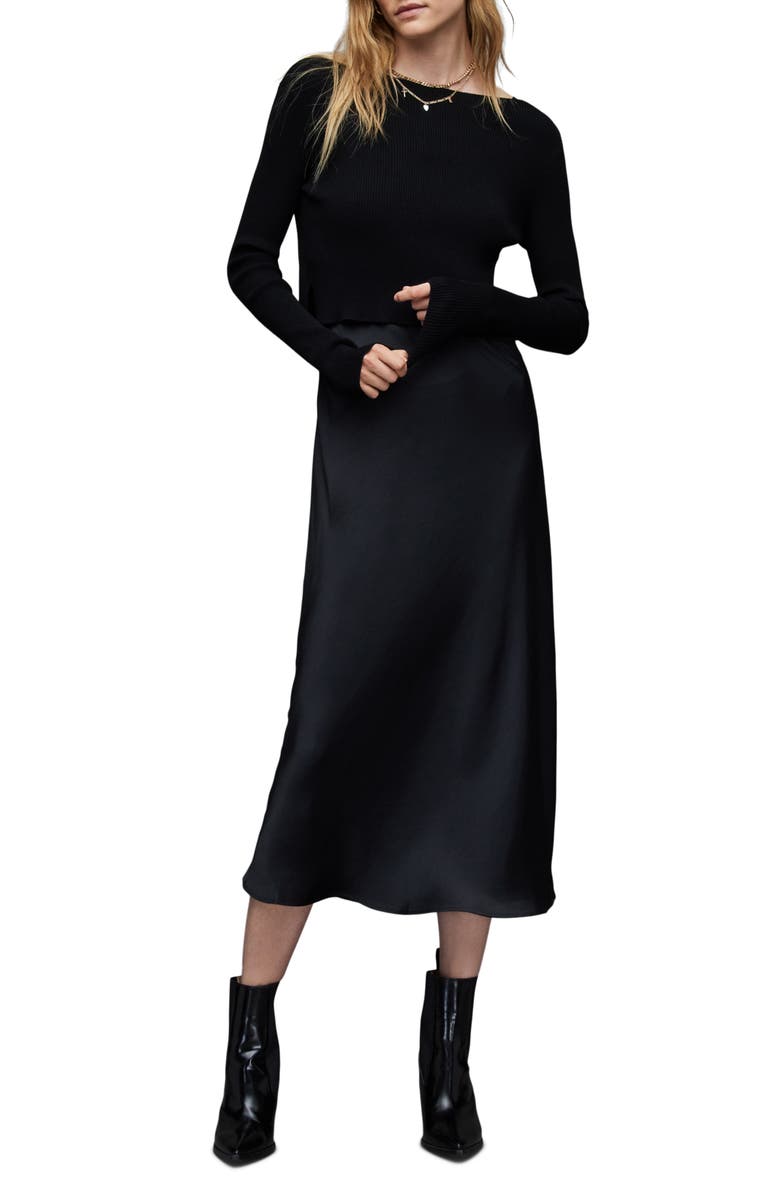 AllSaints Odile Slipdress with Sweater, Main, color,