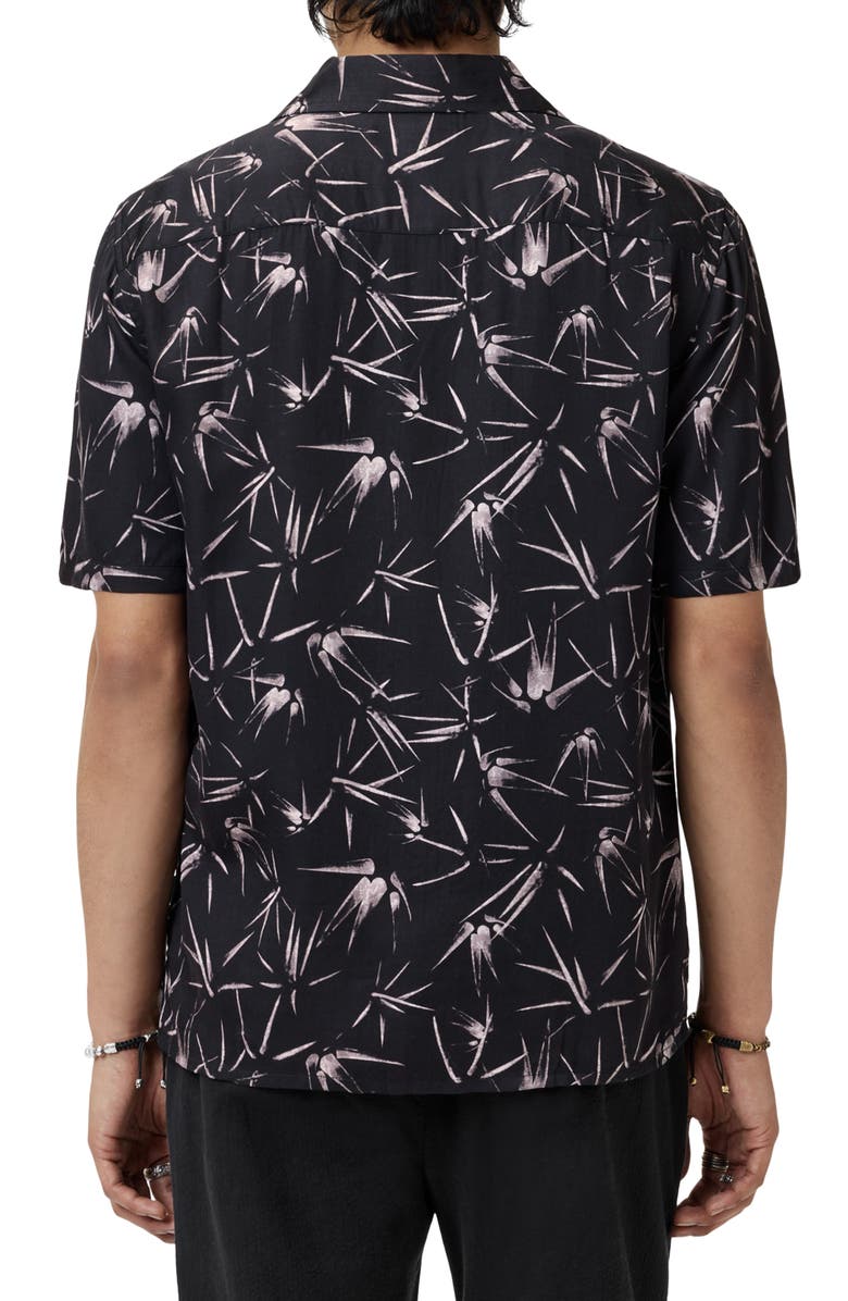 John Varvatos Dan Print Modal Camp Shirt, Alternate, color, Black