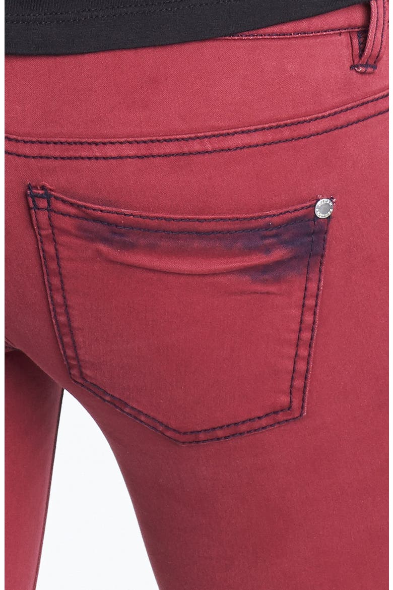 Fire Overdyed Skinny Jeans, Alternate, color, PINOT