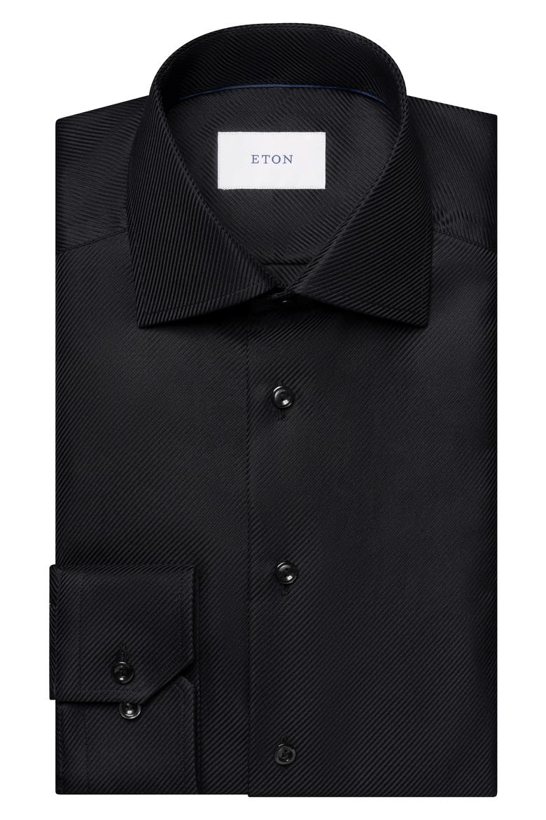 Slim Fit Diagonal Weave Dress Shirt, Alternate, color, BLACK