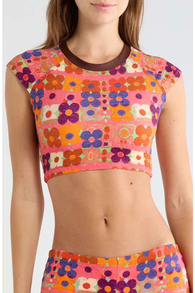 Sonny Jacquard Crop Cover-Up T-Shirt, Main, color, DARK PINK