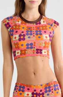 Sonny Jacquard Crop Cover-Up T-Shirt
