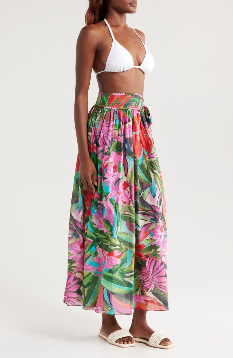 FARM Rio Jardin De Reve Cotton Cover-Up Midi Skirt, Alternate, color, 