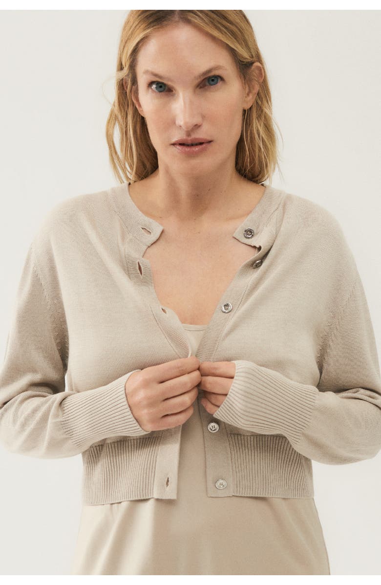 SILK LAUNDRY CROPPED CARDIGAN HAZELNUT, Main, color, Hazelnut