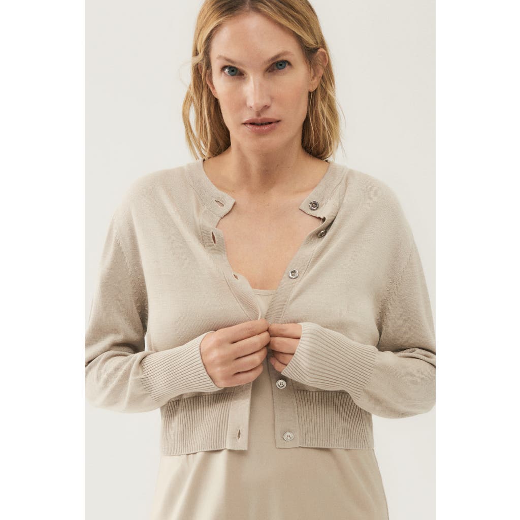 Shop Silk Laundry Cropped Cardigan Hazelnut