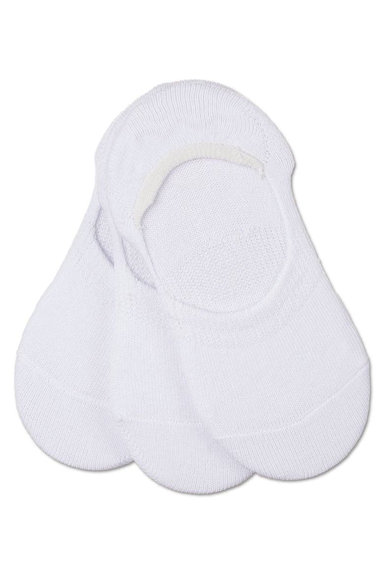 3 Pair Pack Hi-Cut Liner Socks, Alternate, color, White-White-White
