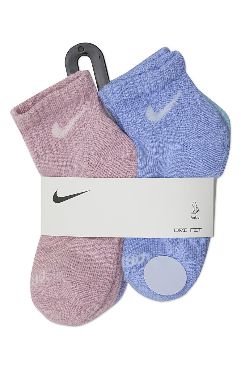 Nike Kids' Dri-FIT Assorted 6-Pack Cotton Blend Quarter Socks, Alternate, color, Himalayan Salt