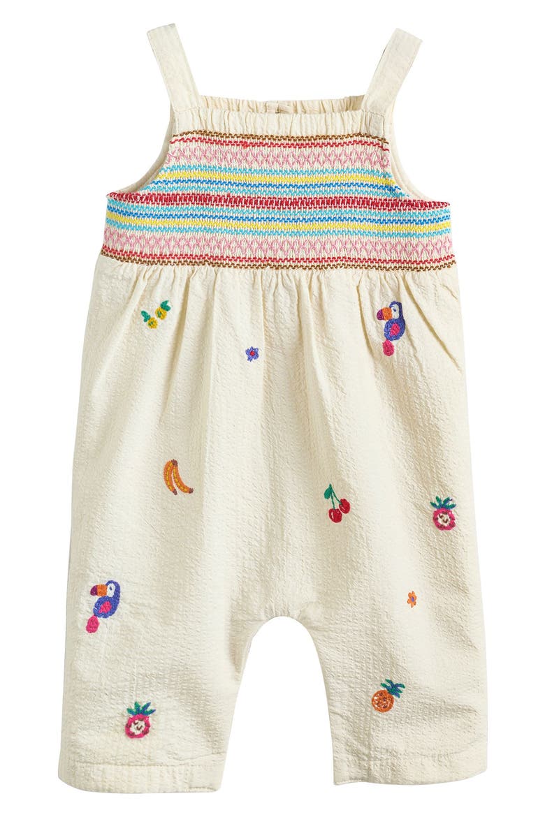 Embroidered Romper, Main, color, WHITE