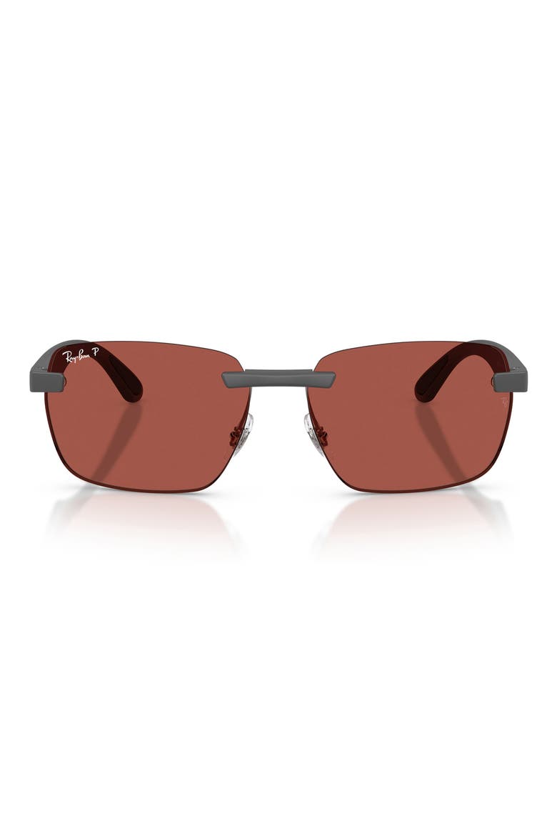 59mm Polarized Rimless Sunglasses, Main, color, SAND GREY / POLAR RED