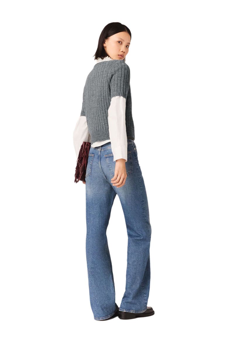 Removable beaded collar sweater, Alternate, color, Grey
