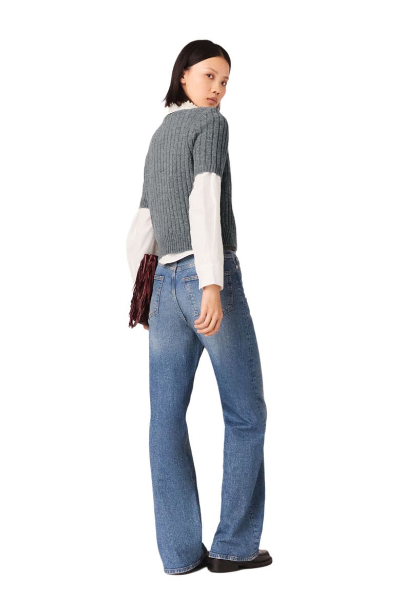 maje Removable beaded collar sweater, Alternate, color, Grey